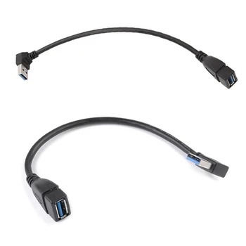  2 Броя USB 3.0 Ъгъл на наклон 90 градуса Удлинительный кабел От мъжа към Жената Кабел адаптер За пренос на данни, Нагоре и надясно