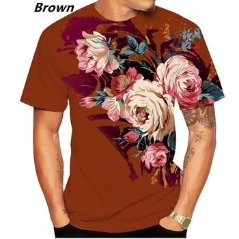  2022 Розова Модни Просто Креативна тениска с 3D принтом, мъжки/Женска Тениска с Къс ръкав и Кръгла Яка, Ежедневни тениска