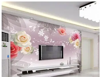  3d тапети по поръчка 3d tv тапети на стенописите Цветни стенописи Ретро носталгия романтични рози ТВ инсталация за декорация на стените на стаите са на тапети