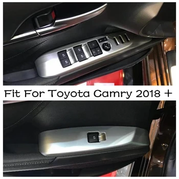  4 БР. Вътрешна Автомобилна Врата копчето Подлакътник Прозорец Стъкло Бутон за Повдигане на Панела на Кутията Покритие Подходящ За Toyota Camry 2018-2022 ABS Аксесоари