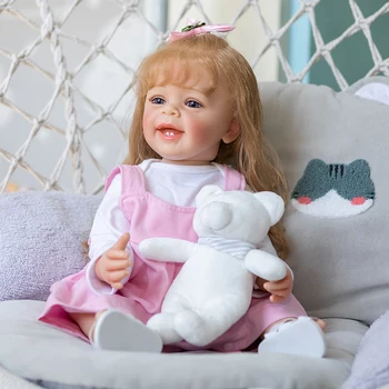  55 см на Цялото Тяло, Мек Силикон Реалистичен На Допир Reborn Baby Girl Yannick с Ултра Дълги Вълнообразни Коси Бебе Кукла Принцеса
