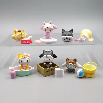  6 бр./компл. аниме фигурки Sanrio Модел на My Melody Kuromi Kt Cat Kawaii Кукла детска Колекция играчки подаръци