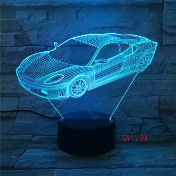  7 Цвята Промяна на Домашен интериор Лампа LED Лампа във Формата на Кола USB 3D Luminarias Моделиране на Автомобила лека нощ Настолна Лампа AW-730