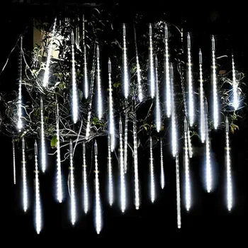  8 бр 30 см/50 см LED Метеоритен Дъжд Венец Външна Водоустойчив Страхотна Венец За Градината Улично Коледна Украса Led Страхотна Светлина
