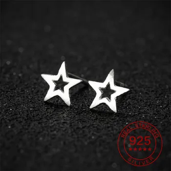  925 сребро кухи Звезда обеци-карамфил за жени, момичета ежедневни бижута хипоалергенни обеци геометрични аксесоари