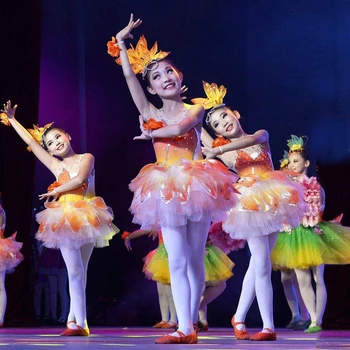  Huaer Танцови Костюми на Ден за Защита на Децата, Нова Детска Газова Пакетче Принцеса с Пайети, Балетната Поличка за момичета, Костюм за Изяви на Хора