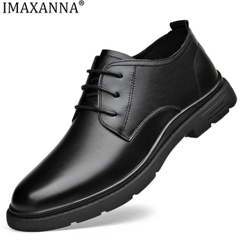  IMAXANNA/ модни мъжки модел обувки с Високо Качество, удобни ежедневни бизнес обувки, класическа кожена костюмная обувки дантела