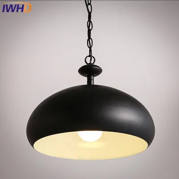  IWHD Iron LED Окачен Лампа, Модни Черни Висящи осветителни Тела, Кухненски Окачен Лампа За Rustaurant Светлини Lamparas