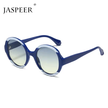  JASPEER Модни Кръгли Контрастни Цветни Луксозни Дамски Слънчеви Очила Ретро Тенденция Градиентные Очила Мъжки Нюанси Слънчеви Очила с UV400