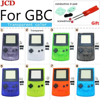 JCD Прозрачен цвят Многоцветен Пластмасов Корпус Корица Кожа За Момче Цвят за Конзолата GBC Gmae + Проводящи Накладки Бутони