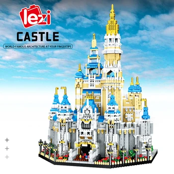  Lezi на Световно Известната Архитектура Голям Замъка на Мечтите си Модел Тухли 3D DIY Мини Микро Диамант Строителни Блокове Играчка за Деца 5297/БР.