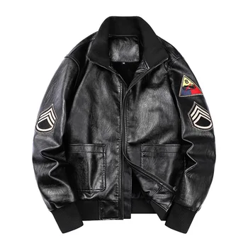  Mcikkny Мъжки байкерские кожени якета и палта от изкуствена кожа, Военна Мотоциклетът връхни дрехи, Блузи, Пролет-Есен, големи Размери на M-6XL