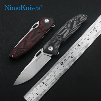  NimoKnives Оригинален Дизайн Преносим Быстрооткрывающийся Сгъваем Нож D2 Острието Превратностите на Измиване Камък G10 Дръжка Открит EDC Инструмент