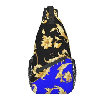  Noisydesigns/ Мъжки Нагрудная чанта През Рамо, Луксозна Дизайнерска Синя Реколта Златна Декорация на чанта с Флорални Принтом За двойки, чанта за парти, 2022, Директна доставка