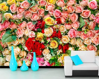  Papel de parede Рози стенни цветя 3d романтични Сватбени тапети, хол и спалня с тапети начало декор СЪДЪРЖАНИЯ ресторант стенописи