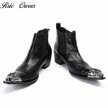  Rric Owees Висококачествена Кожа Кожени обувки Големи размери, мъжки обувки Martin, Къси ботуши 
