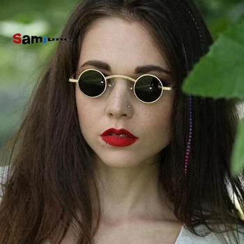  Samjune Маркови Дизайнерски Дамски Кръгли Слънчеви Очила Мъжки Моден в Стил steampunk малки Слънчеви Очила Метална Рамка Цвят Gafas Oculos Очила