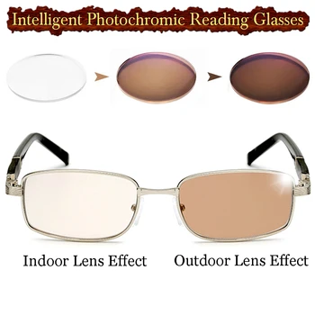  SCOBER = Интелигентна Фотохромичните Кафяви Очила за четене в Рамка От Титанова сплав +0.75 +1 +1.25 +1.5 +1.75 до +4 На открито