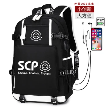  SCP Сигурен Съдържа Защита на Cosplay Нажежен Раница USB Зареждане на Студентски Училищната Чанта На Рамото на Юношеството Раница За Лаптоп Пътен Подарък Раница