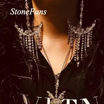 Stonefans Преувеличени Кристали Големи Обеци Бижута От Кристал В Стил Барок С Дълъг Пискюл Подвесная Полилей Обеци Парти Банкети