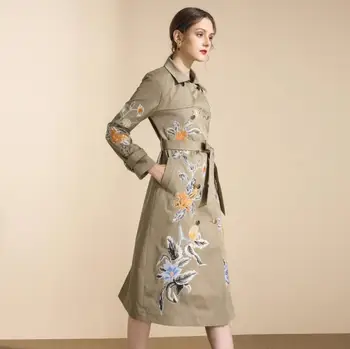  women ' s trench coats ветровка дамски дъждобран женски 2021 autumn winter Chinese new style embroidery long windbreaker