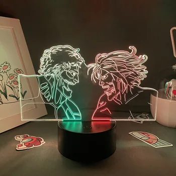  Атака на Титаните 3D Аниме Двуцветен LED Лампа Неонова лека нощ Декор Спални Стръмни Подаръци За Приятелите на 