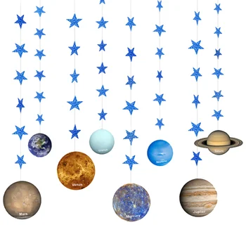  Банер Венец Виси Звездата На Вечерта Е Космическа Система За Слънчев Рожден Ден Овесени Ядки Банери Украса Планета Украса На Вселената Гирлянди