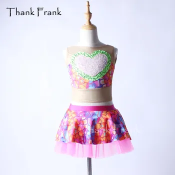  Благодаря Франк, 2 броя, един Колоритен Сетчатое Балетное Рокля За Момичета, Възрастен Лиричен Танц Костюм Love Heart C360