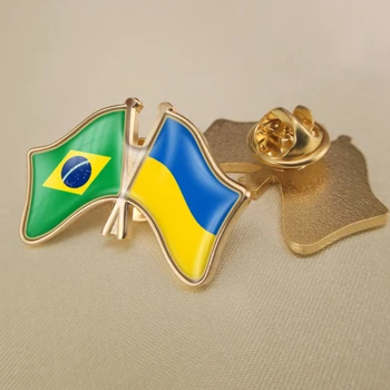  Бразилия и Украйна Преминава двойни Знамена Приятелство Игли за Ревери Брошки Икони