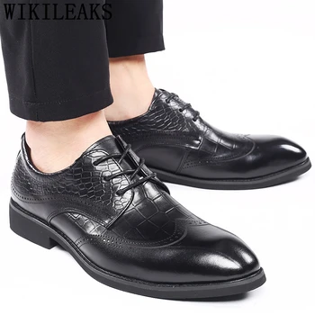  Броги Обувки С Асансьор За Мъже Черен Бизнес Обувки Мъжки Oxfords Кожени Обувки За Булчински Рокли Вечерни Обувки Мъжки Sapato Social Masculino