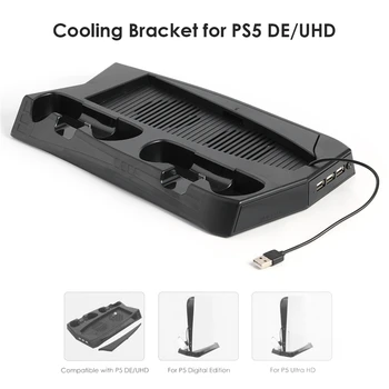  Вертикална Поставка за Вентилатор за Охлаждане за PS5 PS 5 Digital Edition с 3 Usb Хъб с Двойно Контролер зарядно устройство, Зарядно Устройство за DualSense