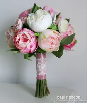  Висока имитация-изкуствени цветя на божур сватбен букет с цветя в ръце букет на булката ramo de boda новия