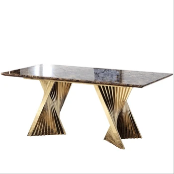  Висококачествени леки луксозни маси и столове комбинирана мебели правоъгълна мраморна маса за хранене прост творчески маса за хранене