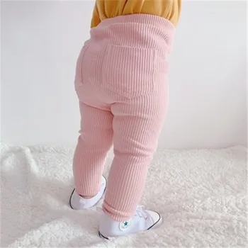  Гамаши, в една вертикална лента за момичета 2023, пролетно-есенни Тънки Панталони за момичета от 1 до 8 години, памучни детски панталони от полипропилен с джобове голям размер