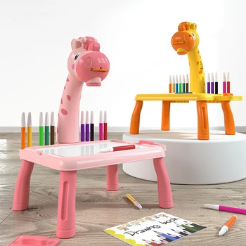  Детска Дъска За Рисуване, Играчки Led Проектор Маса За Рисуване Изкуство Образователно Обучение Проекция Боя Маса За Рожден Ден, Подарък За Коледа