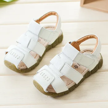  Детски сандали от естествена кожа на бос крак 2022, нова лятна плажна обувки с мека подметка за момчета и момичета, дишаща детски обувки