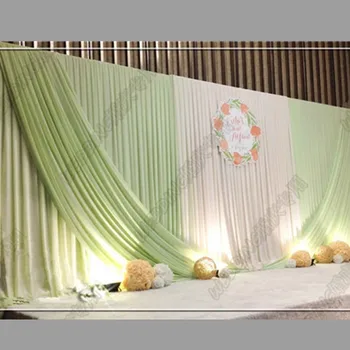  Елегантен 3X6 м Зелен Фон Завеса Ледена Коприна Бяла Завеса Завеси Събитие на Сцената на Фона Покривка Сватбен Фон монтаж на стена за украса