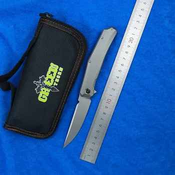  Зелен трън Мини Персийски D2 стомана титан сплав дръжка сгъваем нож открит къмпинг оцеляване кухненски плодов нож EDC инструменти
