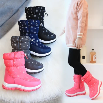  Зимни обувки за момичета, Модни Плюшени Зимни обувки За момичета, Детски Улични Водоустойчив Ботильоны с цип, Нескользящие Изолирана Маратонки