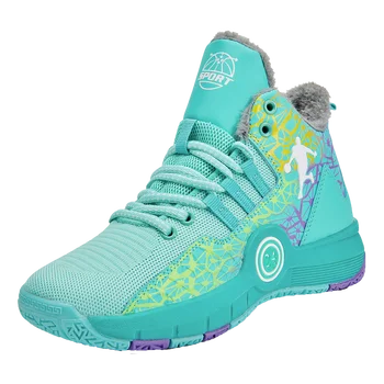  Зимните Плюс Кадифе Детски Баскетболни Маратонки, Висококачествени Обувки за Бягане, Детска Топлото Градинска Спортни Обувки За Момчета