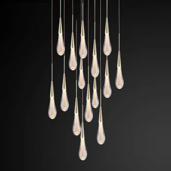  Златна капка вода Crystal Творчески Окачен Лампа в европейски стил Луксозни Led Лампи Съвременно Стъкло Вътрешно Осветление Ресторант