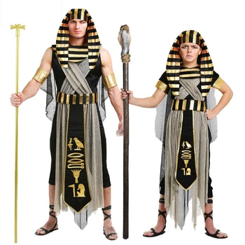  Златни Египетски Костюми на Фараона За партита в Пурим, Облекло За Възрастни и Деца, Египетски Цар, Мъже, Принц, Пурим, костюмиран