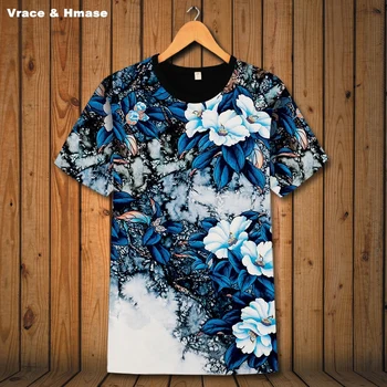  Китайски стил творчески 3D цветен модел на бутик тениска с къс ръкав Лятото на 2018 Нова мода ежедневни качествена мъжка тениска S-6XL