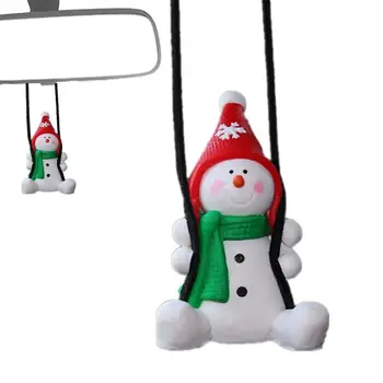  Коледен Авто Окачен Аксесоар Огледало За Обратно Виждане Окачен Снежен Човек Ornmanet Сладък Коледен Подарък За Семейството, Приятелите За Кола
