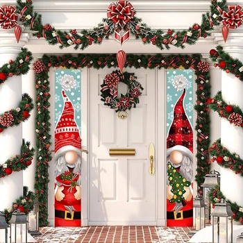  Коледни Джуджета Знак на Верандата Висящ Банер Творчески Джудже Орнамента за Коледното Парти Закрит и Открит Стенен Декор Веранда