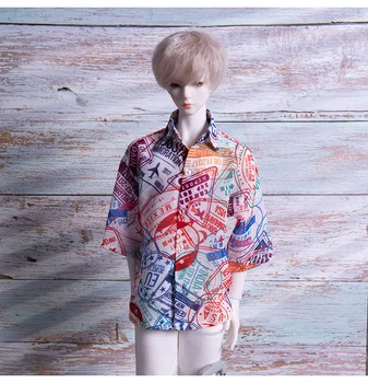  Кукла Костюм BJD подходящ за 1-3 1-4 размер на чичо си, модерен случаен цвят, шифоновая риза с къс ръкав, аксесоар за кукли