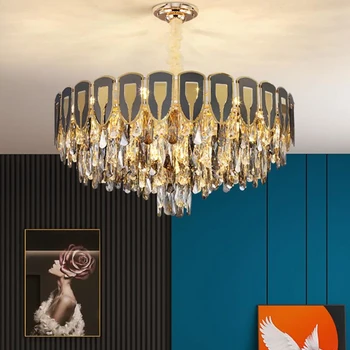  Луксозен кристален полилей дневна спалня-нова творческа вила на домашна трапезария кристален лампа
