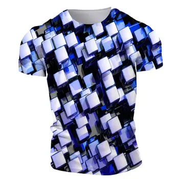  Лятна Мода Ежедневни Тениска с Къс Ръкав Vertigo с 3d Триизмерна Картина и Принтом