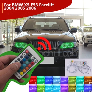  Многоцветен Ултра ярък RGB LED комплект Angel Eyes с радиочестотни дистанционно управление За BMW X5 E53 Лифтинг 2004 2005 2006