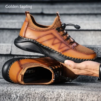  Модерен мъжки Ежедневни Обувки Golden Sapling, Дишащи Лоферы От Естествена Кожа, Класически обувки За Ходене, Джогинг, Реколта мъжки Обувки
